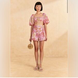 Farm Rio Pink Mixed Lobster Shorts